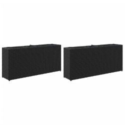 Helloshop26 - Lot de 2 jardinières décoratives 90 x 20 x 40 cm en résine tressée noir 02_0055520 - noir acier 3000239055243