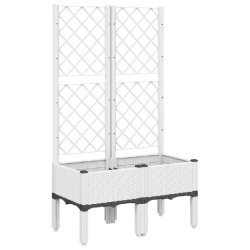 Helloshop26 - Jardinière bac lit surélevé plantes fleurs terrasse jardin avec treillis 80 x 40 x 142 cm PP blanc 02_0038309 - blanc 3000214156279