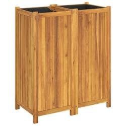 Helloshop26 - Jardinière bac lit surélevé plantes fleurs terrasse jardin avec doublure 84 x 42 x 100 cm bois massif d'acacia marron 02_0038145 - ma