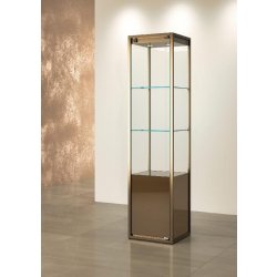Vitrine colonne bronze anodique avec rangement occulté - STM45VR-BR - L 45 P 45 H 190 cm - verre trempé, LED 4000°K