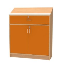 Banque d'accueil avec tiroir - Écritoire et double porte - Réf. BU.BAA1 - Dimensions L900mm x H1100mm x P332mm