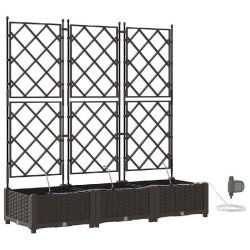 Helloshop26 - Lot de 3 cache-pots de jardin moderne 120 x 40 x 126 cm pratiques et durables en acier marron 02_0058527 - marron acier 3000240638619