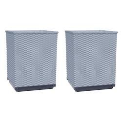 Helloshop26 - Jardinière bac lit surélevé plantes fleurs jardin terrasses lot de 2 clair 30 x 30 x 37 cm polypropylène gris 02_0039069 02_0039069