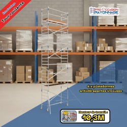 Kit échafaudage Tour Roulante - Neuf - Hauteur de travail : 10,30 mètres
