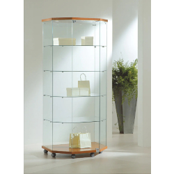 Vitrine hexagonale en verre de sécurité 8/18LTVA - finition cerisier - 4 tablettes amovibles et serrure
