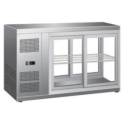 Vitrine horizontale réfrigérée sur comptoir verre plat - 1310x510x550 mm - 180 W 230/1V - 13RVF135 Eurast - gris inox 13RVF135