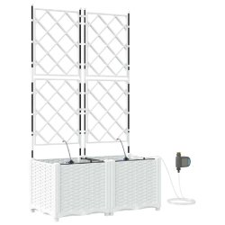 Helloshop26 - Lot de 2 cache-pots de jardin modernes 80 x 40 x 142 cm avec système d'irrigation en acier blanc 02_0058614 - blanc acier 3000240683138