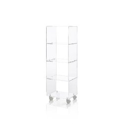 AQA Design Armoire transparente en PMMA THALOS, avec roues L.39,5 P.30 H.117,5 MP06058 - transparent plastique MP06058