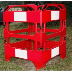Barrière de chantier rigides pliables 4 pans - panneaux enclenchés 750 mm x 1000 mm - haute visibilité