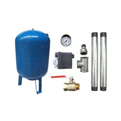 Kit surpresseur eau vertical 200L - 1"1/4 avec pressostat, manomètre et réservoir à vessie