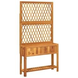 Helloshop26 - Jardinière bac lit surélevé plantes fleurs terrasse jardin avec treillis et étagère bois massif d'acacia marron 02_0038378 - marron