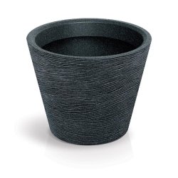 WellHome - Pot en polyéthylène rotomoulé 41L Ø48x38cm en coloris Noir Granit - Tubra Round - noir plastique WH17298