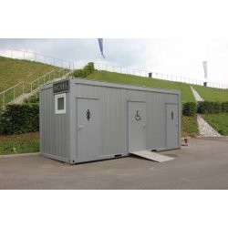 Bungalow de chantier 16' modulaire - sanitaire, vestiaire, aménagé, isolé avec parois en métal - dimensions 4.88 x 2.43 x 2.59 m