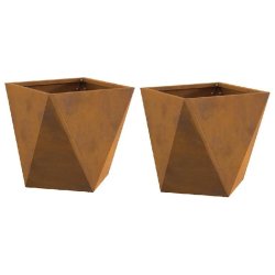 Helloshop26 - Lot de 2 jardinières carrées modernes 30 x 30 x 30 cm avec design épuré jardin en acier rouillé 02_0053061 02_0053061 - acier 30002