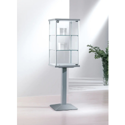 Vitrine sur pied 3-PFVA - en verre trempé avec 2 tablettes amovibles - dimensions 45x45x157 cm
