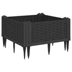Helloshop26 - Jardinière bac lit surélevé plantes fleurs terrasse jardin avec piquets 42,5 x 42,5 x 28,5 cm PP noir 02_0038200 - noir 3000214134789