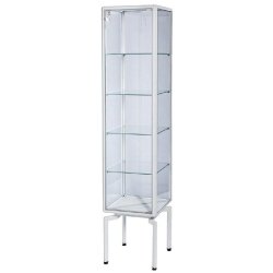 Vitrine cadre alu blanc 40x40x180cm - tablettes réglables et serrure - Gamme Design