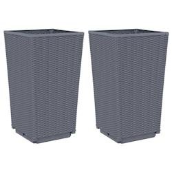 Helloshop26 - Jardinière bac lit surélevé plantes fleurs jardin terrasses lot de 2 32,5 x 32,5 x 57 cm PP gris 02_0038938 - gris 3000217991693