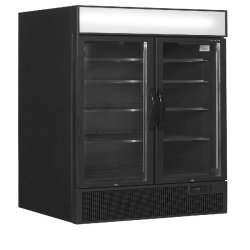 Vitrine réfrigérée noire deux portes vitrées avec canopy 535 L | Tefcold - FSC891HBlack - noir 49271