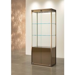 VITRINE HAUTE BRONZE ANODIQUE AVEC RANGEMENT OCCULTÉ - L 75 P 45 H 190 CM STM75VR-BR