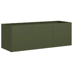 Helloshop26 - Jardinière design moderne extérieur 120 x 40 x 40 cm avec fond ouvert stabilité en acier laminé à froid vert olive 02_0051467 02_00