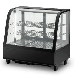 Romux® Vitrine Réfrigérée 2 Étagères avec 2 Portes Coulissantes Noire 100 litres Ventilée | Vitrine à Poser en verre bombé - 8436604198782