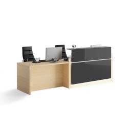 Banque d'accueil Horizon - Façade laquée brillante avec PMR - Design moderne et fonctionnel