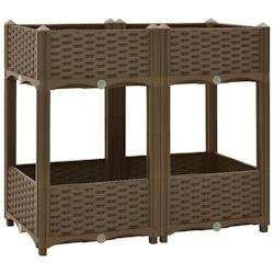 Helloshop26 - Jardinière lit surélevé plantes fleurs jardin 80 x 40 x 71 cm polypropylène marron 02_0000949 - marron 3000072851538