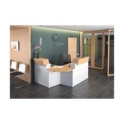 Banque d'accueil d'angle compacte L 203 x P 163 cm Sunday chêne