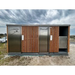 Cabine PMR avec deux cabines standard disponible en version manuelle, semi-automatique ou automatique - réf. 2061