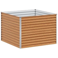 Helloshop26 - Jardinière surélevée extérieure 98 x 100 x 68 cm drainage optimal style industriel en acier galvanisé marron clair - marron acier 3