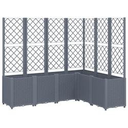 Helloshop26 - Jardinière bac lit surélevé plantes fleurs terrasse jardin avec treillis 160 x 120 x 140 cm PP gris 02_0038247 - gris 3000214158631
