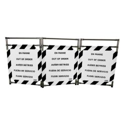Barrière d'intervention 3 panneaux PVC ou Inox 304 - 1000 / INOX 304 / rayé Noir / Blanc (En panne)