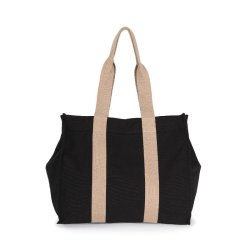 Grand sac shopping à soufflet recyclé - Kimood - Réf: KI5201 - Poche zippée et anses contrastées