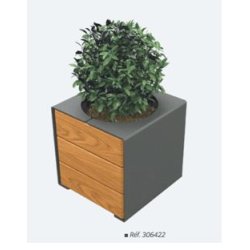 Bac à palmier KUB - Intérieur ou extérieur - Version tout acier ou acier & bois - Dimensions 450x450 mm