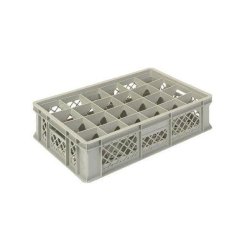 Bac de transport pour 24 verres - cloisonnement amovible - dimensions intérieures 562 x 362 x 207 mm - euronormé