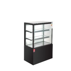 Gasfrit - Vitrine réfrigérée panoramique noire avec 2 étagères 1200 x 660 x 1200 mm - noir Verre en cristal GFH104