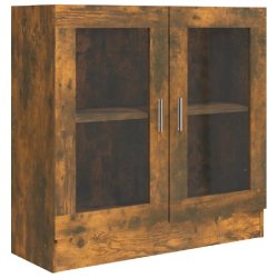 Helloshop26 - Armoire à vitrine moderne style classique 82,5 x 30,5 x 80 cm en bois d'ingénierie chêne fumé 02_0048213 - verre 3000235163683