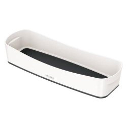 Leitz bac de rangement MyBox long - sans couvercle en ABS - coloris blanc fond noir