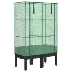 Helloshop26 - Jardinière bac lit surélevé plantes fleurs terrasse jardin surélevée avec housse aspect rotin 80 x 40 x 140 cm noir 02_0038792 - no
