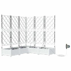 Helloshop26 - Lot de 5 cache-pots modernes pour jardin extérieur 120 x 120 x 126 cm avec système d'irrigation en acier blanc 02_0058618 - blanc acie
