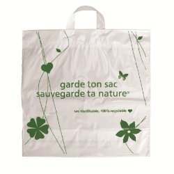 Sac plastique recyclé à poignées souples 45x22x45 -par 200