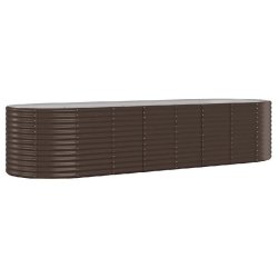 Helloshop26 - Lit surélevé de jardin ovale 322 x 100 x 68 cm spacieux résistant aux intempéries décoratif en acier galvanisé marron 02_0046590 -