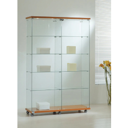 Vitrine d'exposition 120cm - 12/18LVA - Cerisier avec 8 tablettes amovibles et serrure