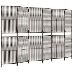 Décoshop26 - Paravent séparateur de pièce cloison 6 panneaux en résine tressée et acier marron DEC031113 - marron 3000258296474