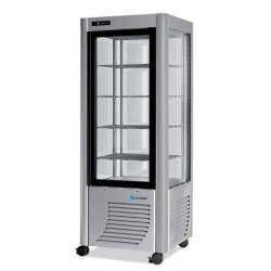 Vitrine réfrigérée positive 4 faces vitrées 400 litres fixe / grilles chromées 1 porte - 400FLEDT
