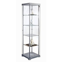 Vitrine d'exposition en verre H 1.800 - colonne carrée - aluminium et verre de sécurité