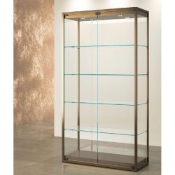Vitrine T-Métal colonne 95x45xH190cm 4 spots LED - bronze