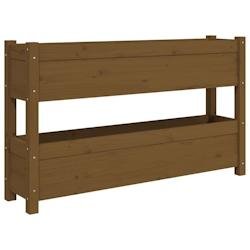 Helloshop26 - Jardinière bac lit surélevé plantes fleurs terrasse jardin 112 x 25 x 66 cm bois massif de pin marron 02_0037401 - marron Bois massif