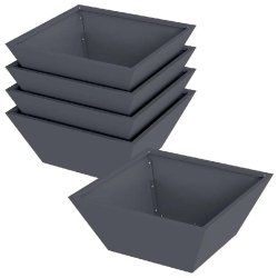 Helloshop26 - Lot de 5 cache-pots trapézoïdaux modernes extérieur jardin 40 x 40 x 15 cm en acier anthracite 02_0052373 - métal 3000237382259
